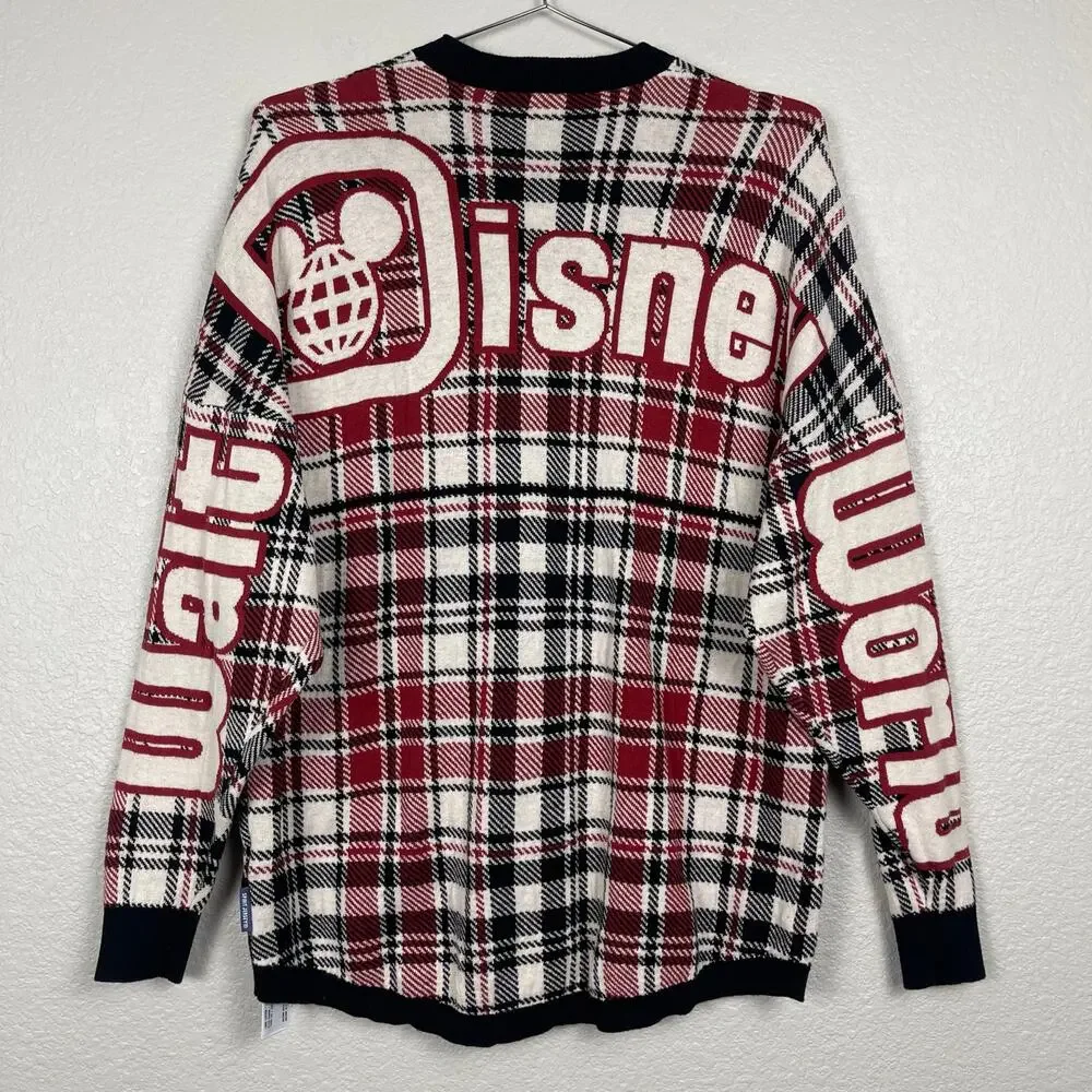 Disney Mickey‎ Mouse Spirit Jersey Sweater Multicolor Size XS Plaid Relaxed